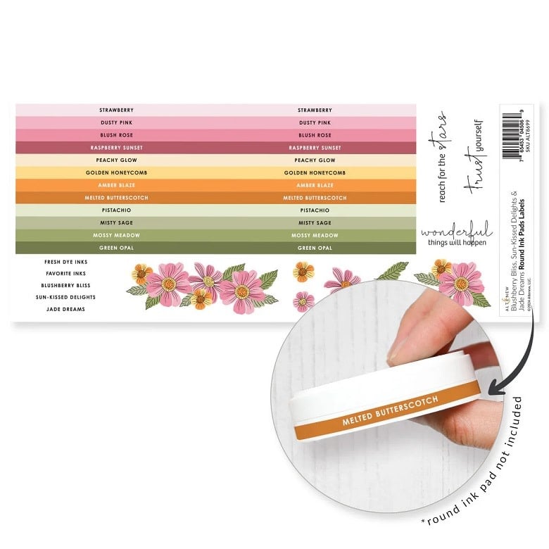 Round Ink Pads Label Set - Blushberry Bliss, Sunkissed Delights, Jade Dreams