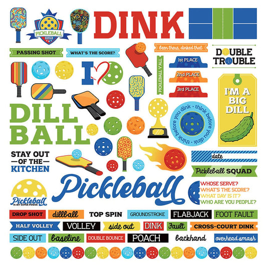Pickleball - 12x12 Cardstock Stickers *