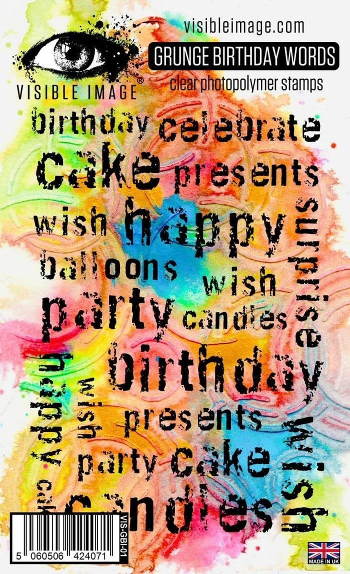 Grunge Birthday Words - A6 Stamp*