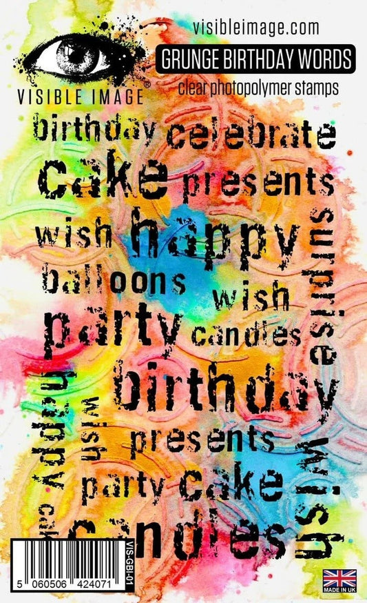 Grunge Birthday Words - A6 Stamp