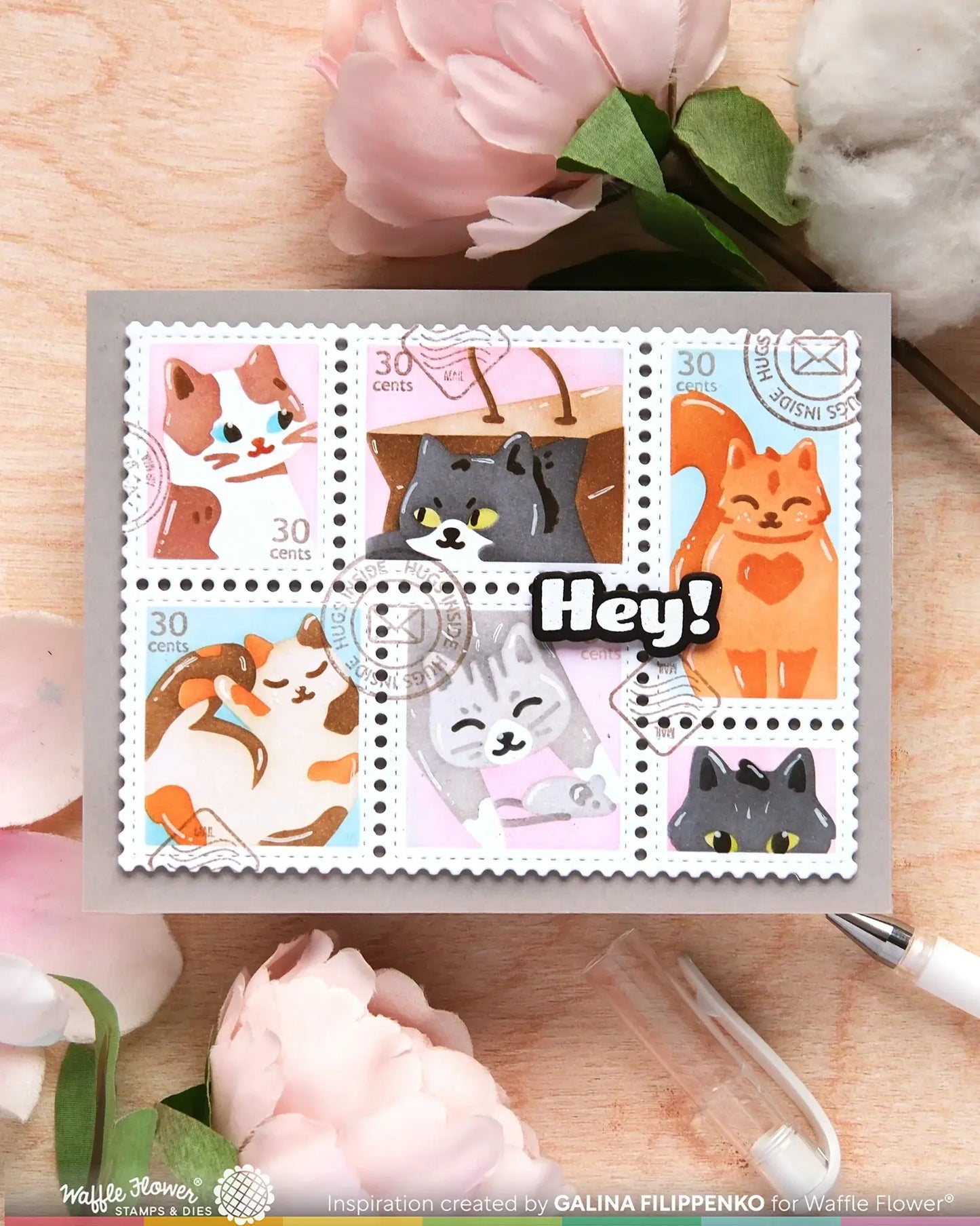 Postage Collage Meow - Stencils